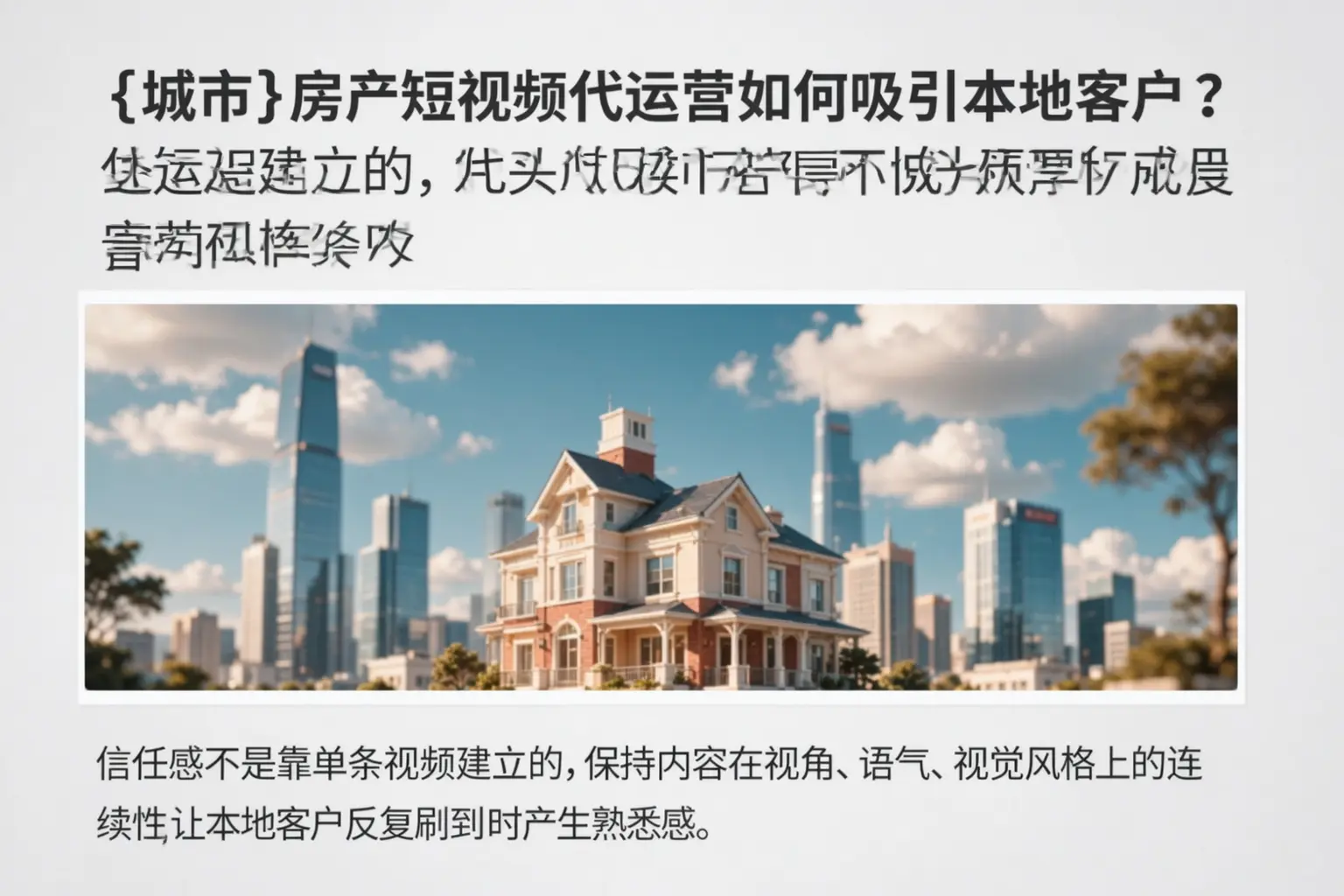 翠屏房产短视频代运营如何吸引本地客户?